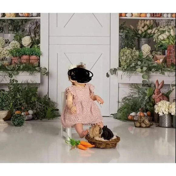 Toddler Girls Cute Pompoms Lace Floral Elegant Retro Swing Party Dress - Picture 9 of 9